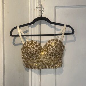 Gold Sequin Embellished Crop Top